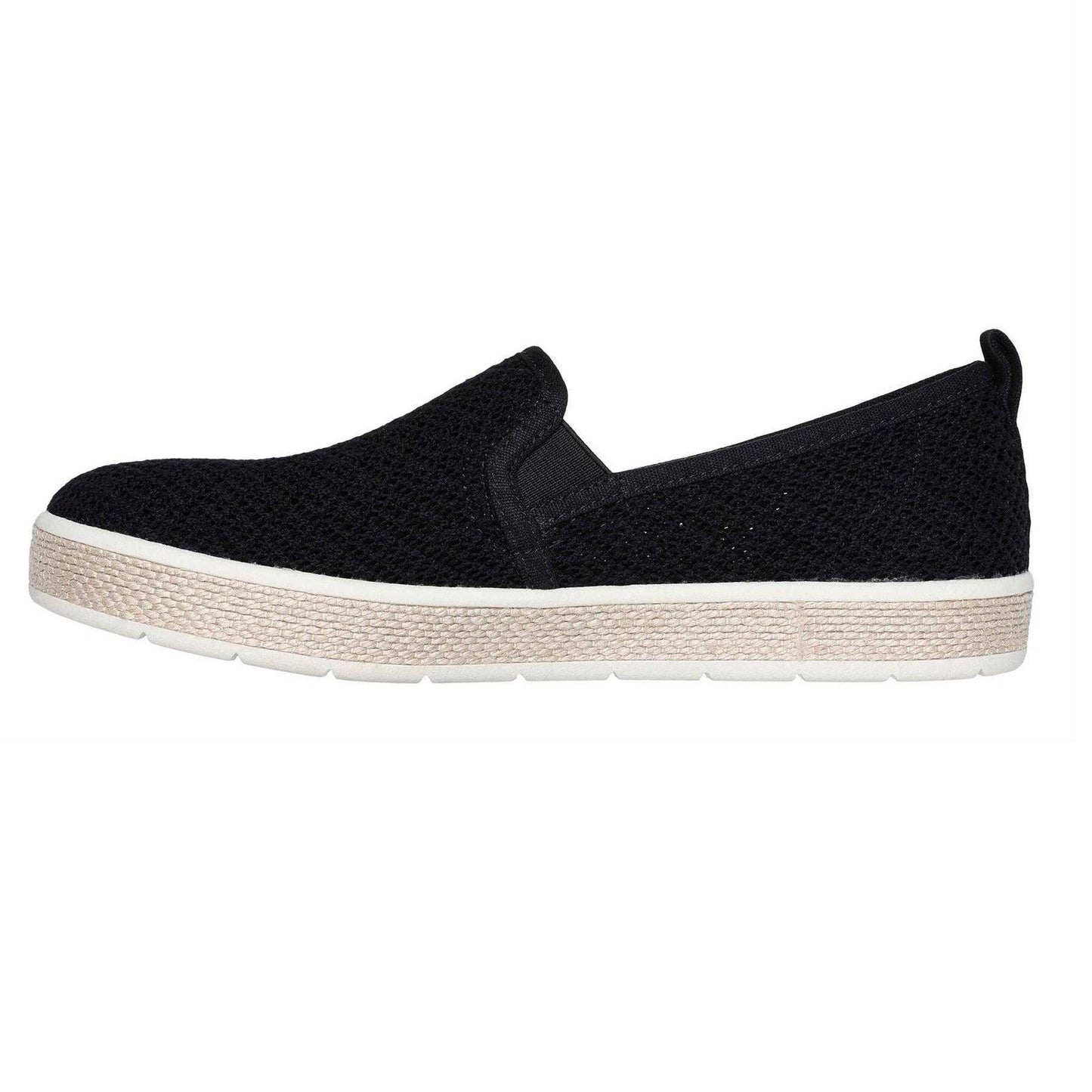 Black - Side - Skechers Womens-Ladies Woven Espadrilles