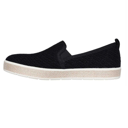 Black - Side - Skechers Womens-Ladies Woven Espadrilles