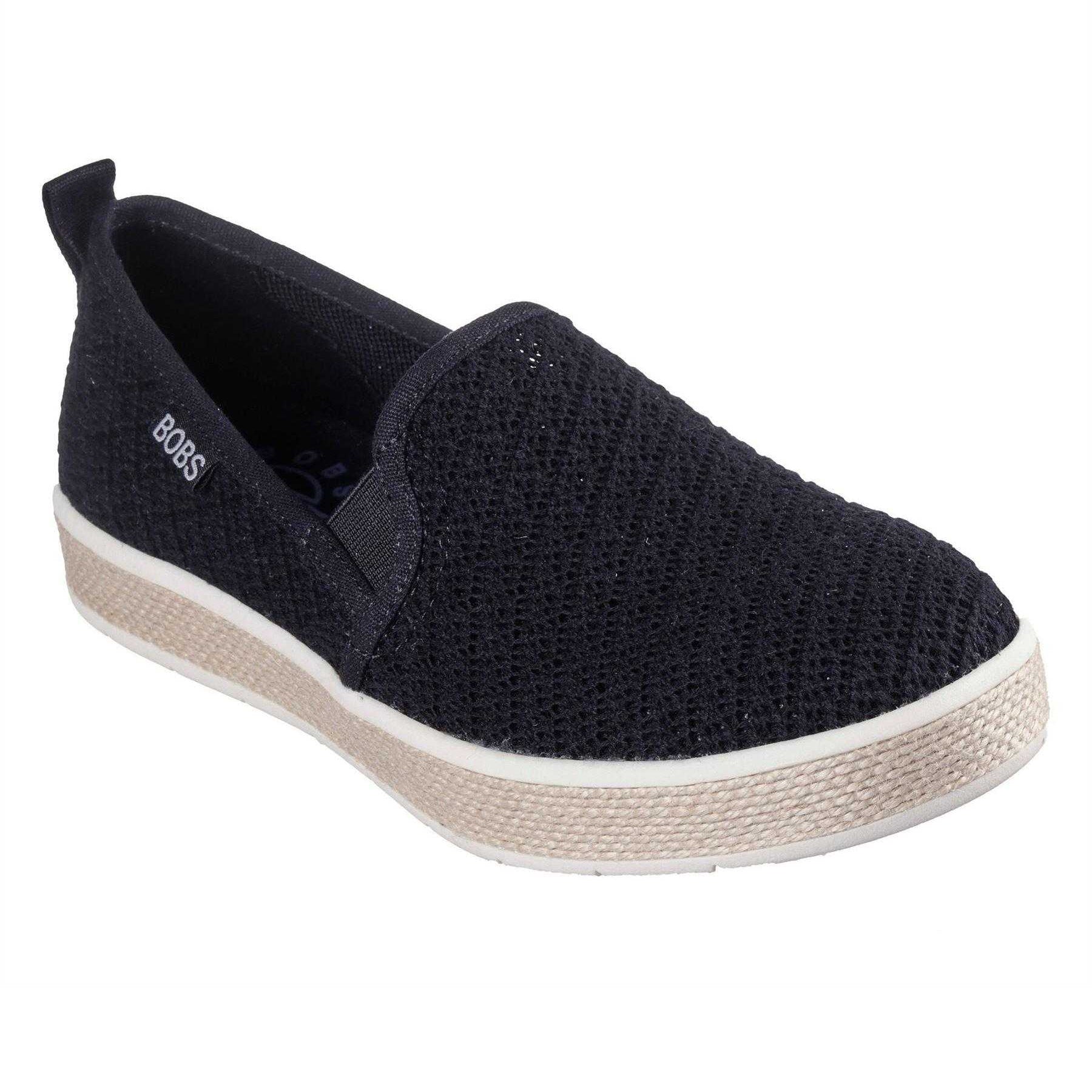 Black - Pack Shot - Skechers Womens-Ladies Woven Espadrilles