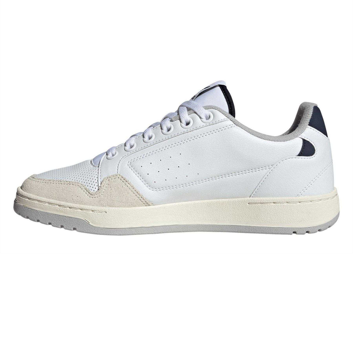 White - Side - Adidas Unisex Adult NY Leather Low Cut Flat Trainers