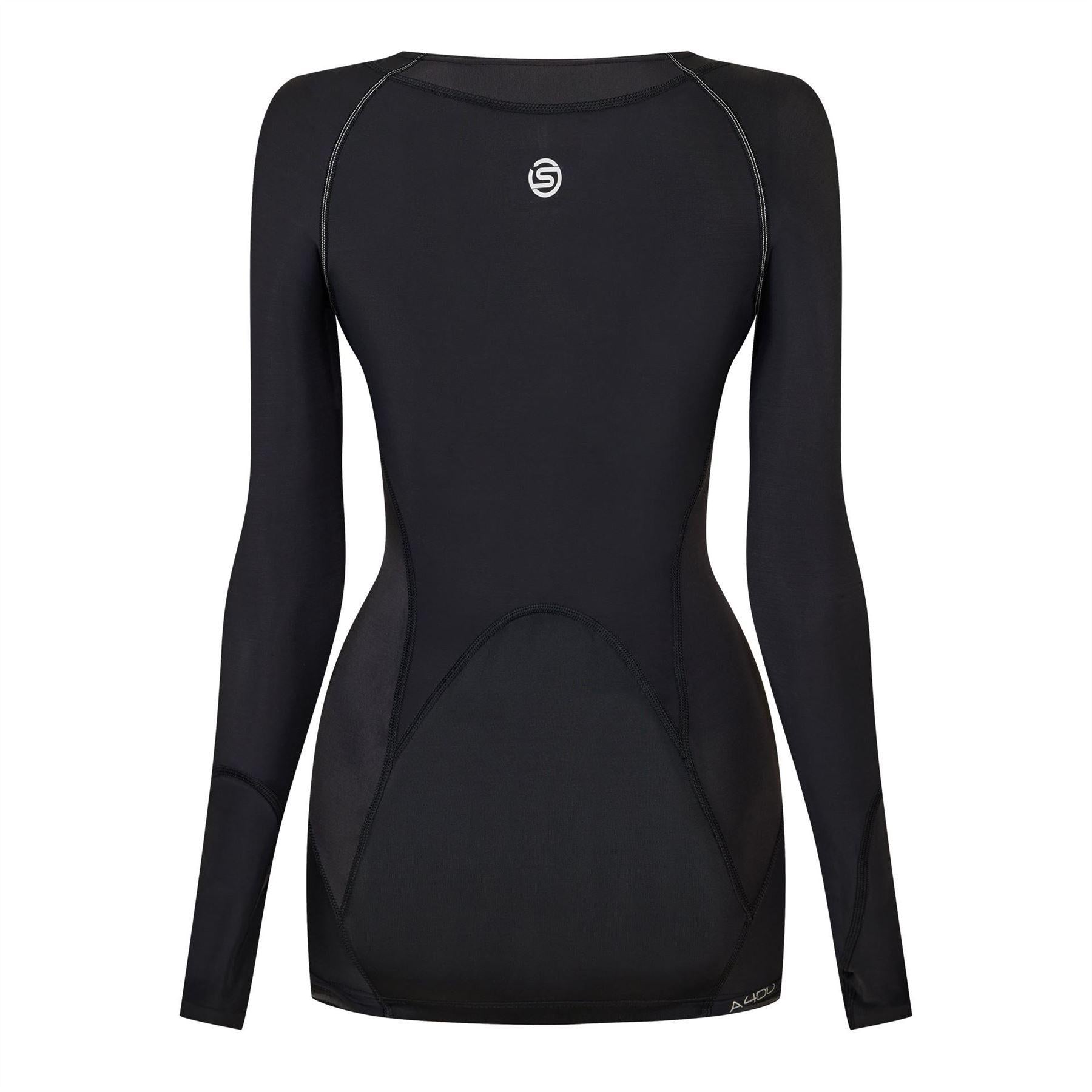 Black - Back - Skins Womens-Ladies A400 Long-Sleeved Base Layer Top