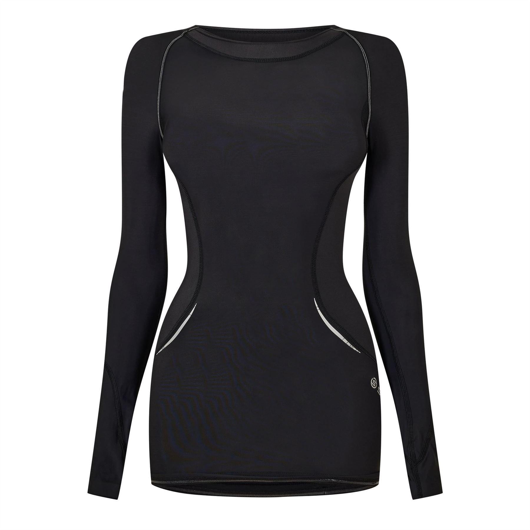 Black - Front - Skins Womens-Ladies A400 Long-Sleeved Base Layer Top