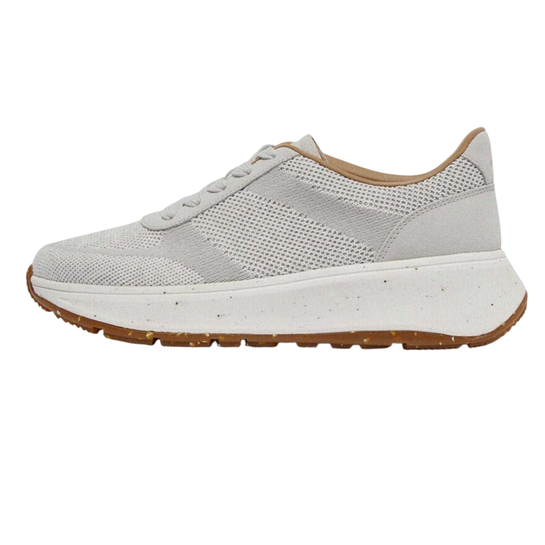 Grey - Side - Fit Flop Womens-Ladies Suede Panel Flatform Trainers