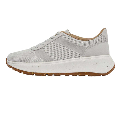 Grey - Side - Fit Flop Womens-Ladies Suede Panel Flatform Trainers