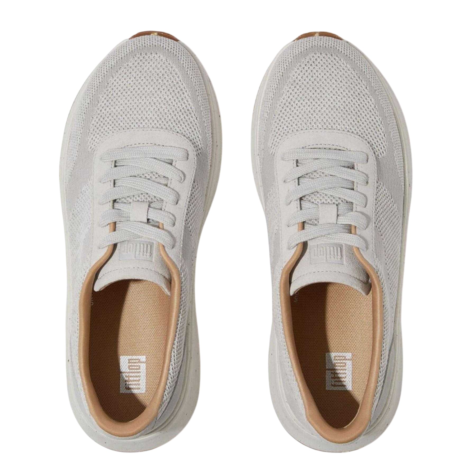 Grey - Lifestyle - Fit Flop Womens-Ladies Suede Panel Flatform Trainers