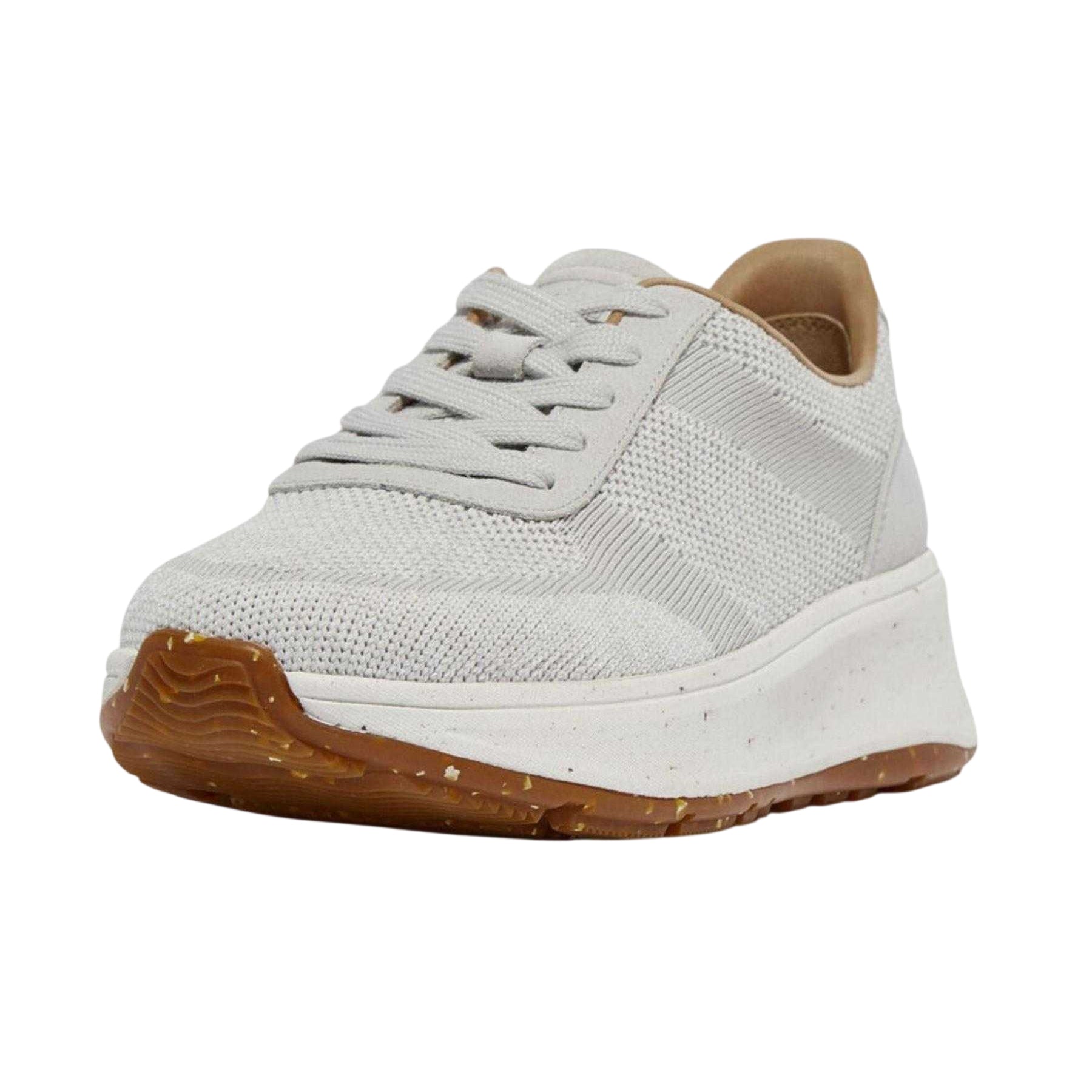 Grey - Pack Shot - Fit Flop Womens-Ladies Suede Panel Flatform Trainers
