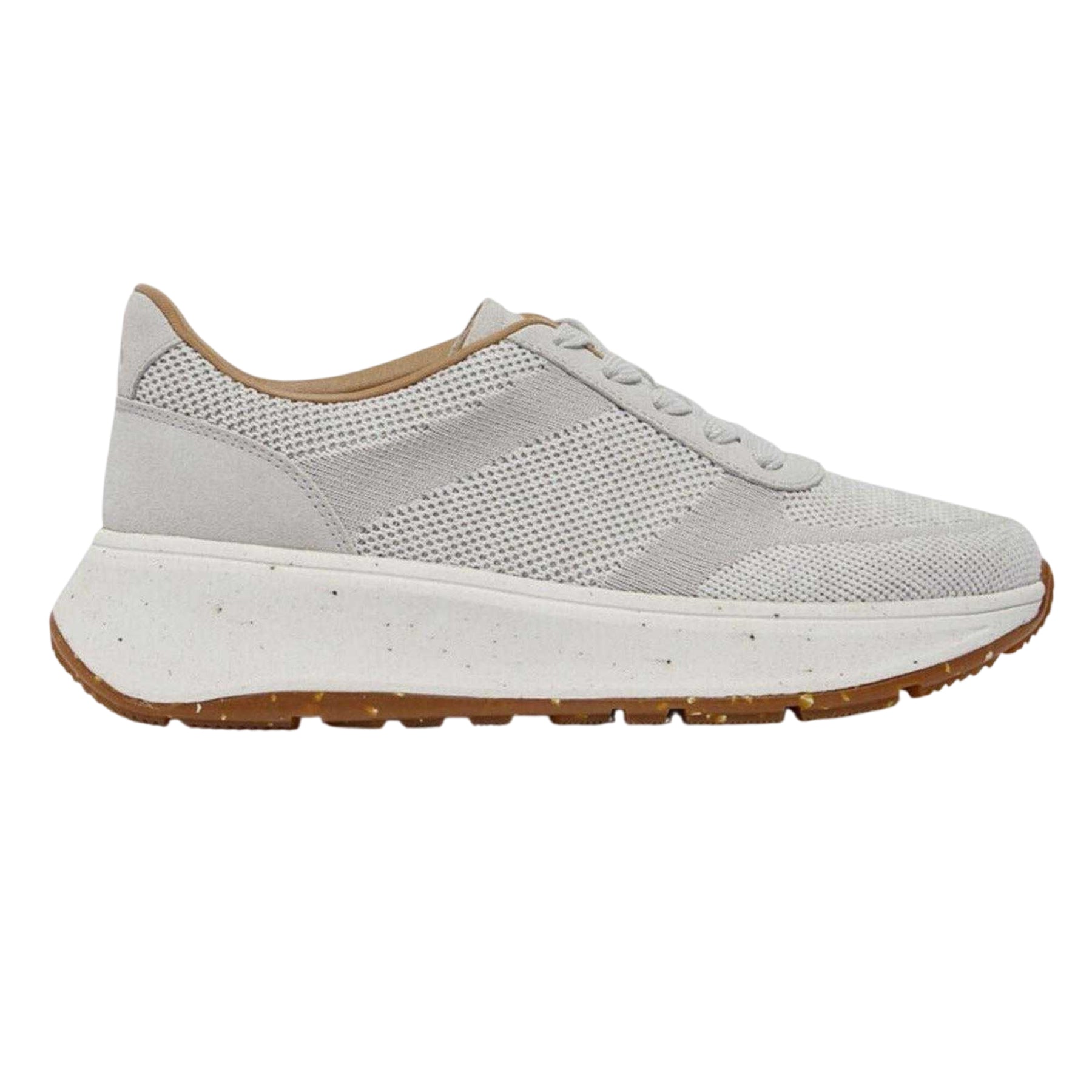 Grey - Front - Fit Flop Womens-Ladies Suede Panel Flatform Trainers