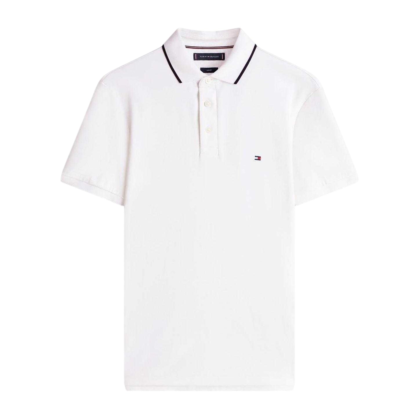 White - Front - Tommy Hilfiger Mens Pique Polo Shirt