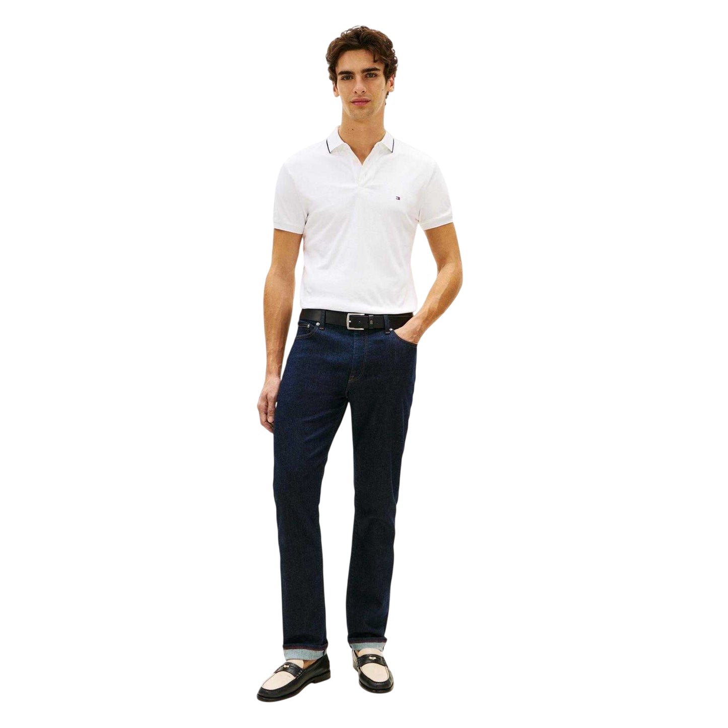 White - Side - Tommy Hilfiger Mens Pique Polo Shirt