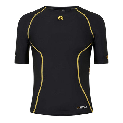 Black-Yellow - Front - Skins Mens A200 Contrast Detail Short-Sleeved Base Layer Top