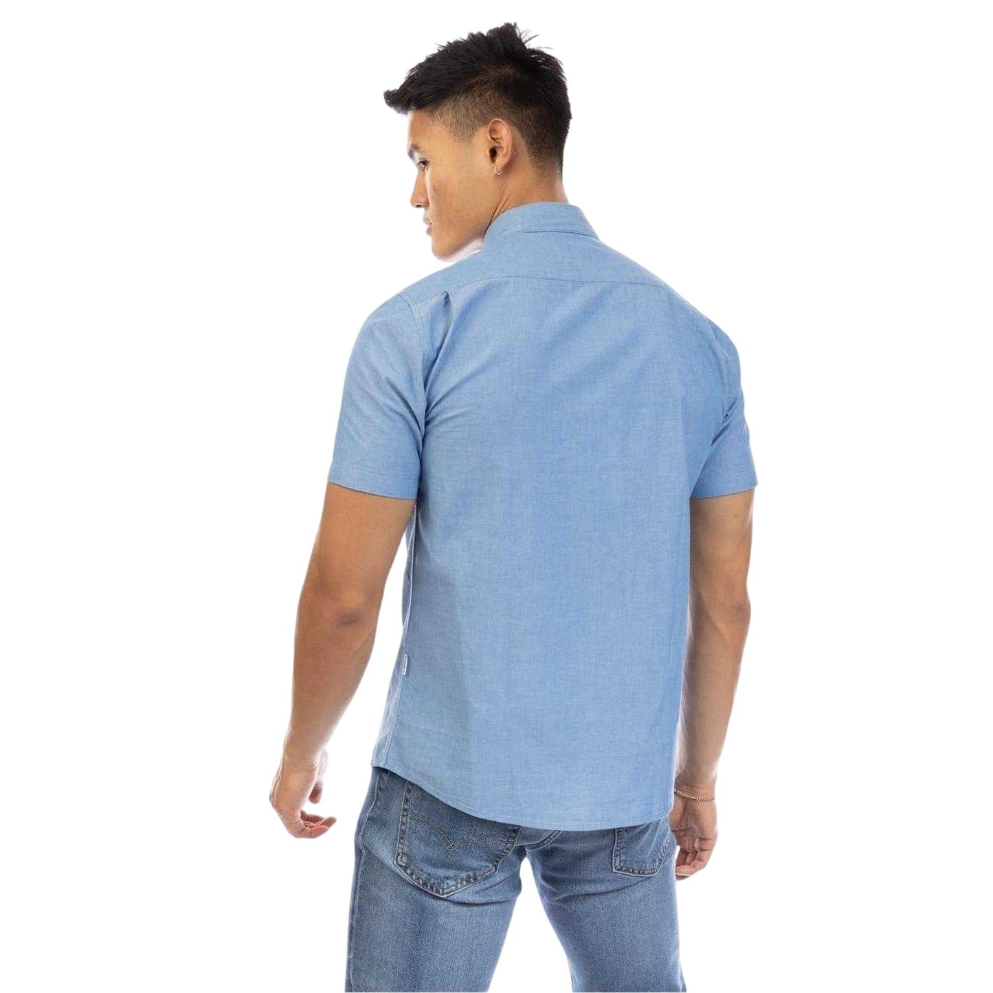 Indigo - Back - Peter Werth Mens Plain Collared Regular Shirt