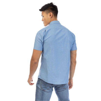 Indigo - Back - Peter Werth Mens Plain Collared Regular Shirt
