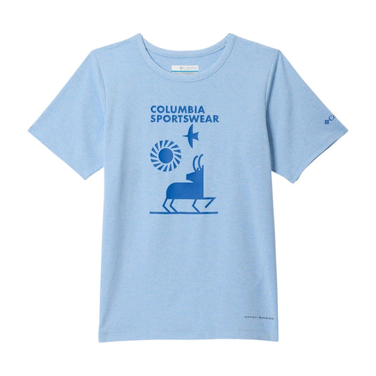 Blue - Front - Columbia Childrens-Kids Mountain Peaks Crew Neck T-Shirt