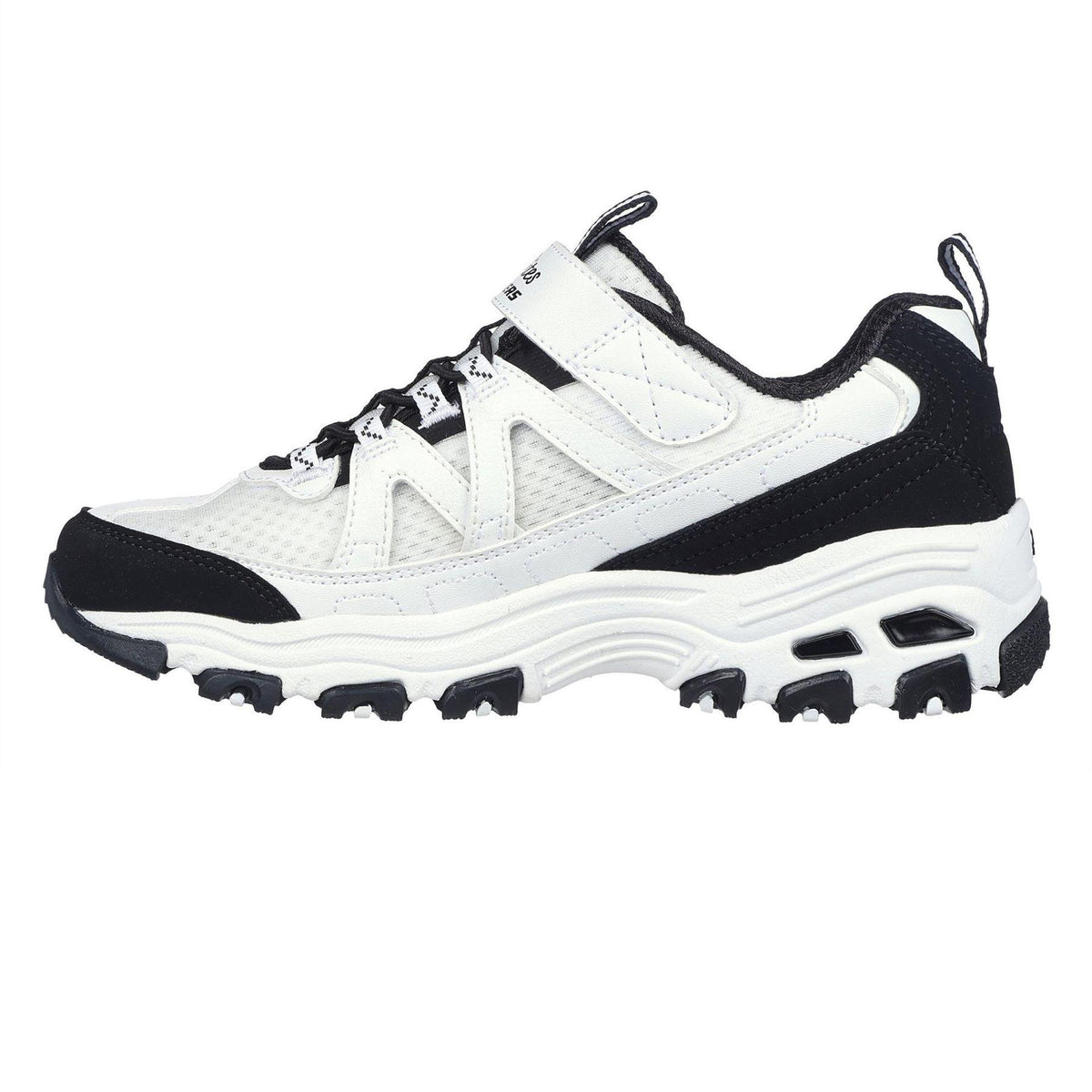 White-Black - Back - Skechers Childrens-Kids DLites Chunky Flat Trainers