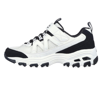 White-Black - Back - Skechers Childrens-Kids DLites Chunky Flat Trainers