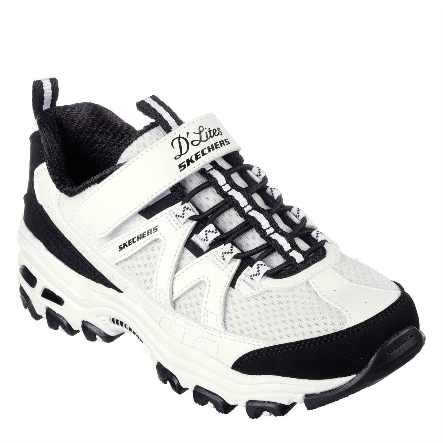White-Black - Side - Skechers Childrens-Kids DLites Chunky Flat Trainers