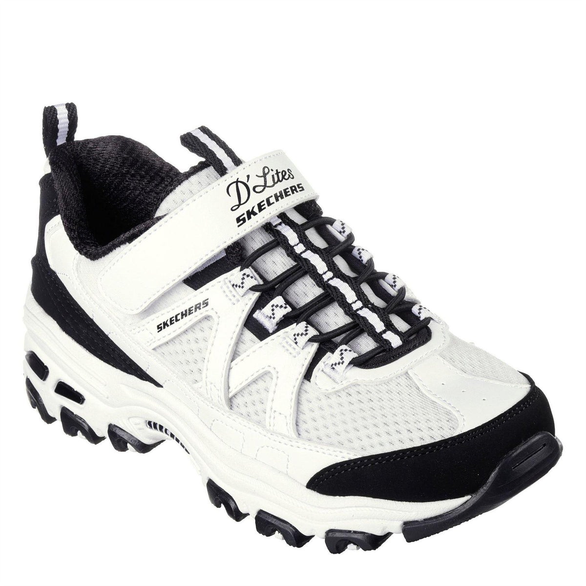 White-Black - Side - Skechers Childrens-Kids DLites Chunky Flat Trainers
