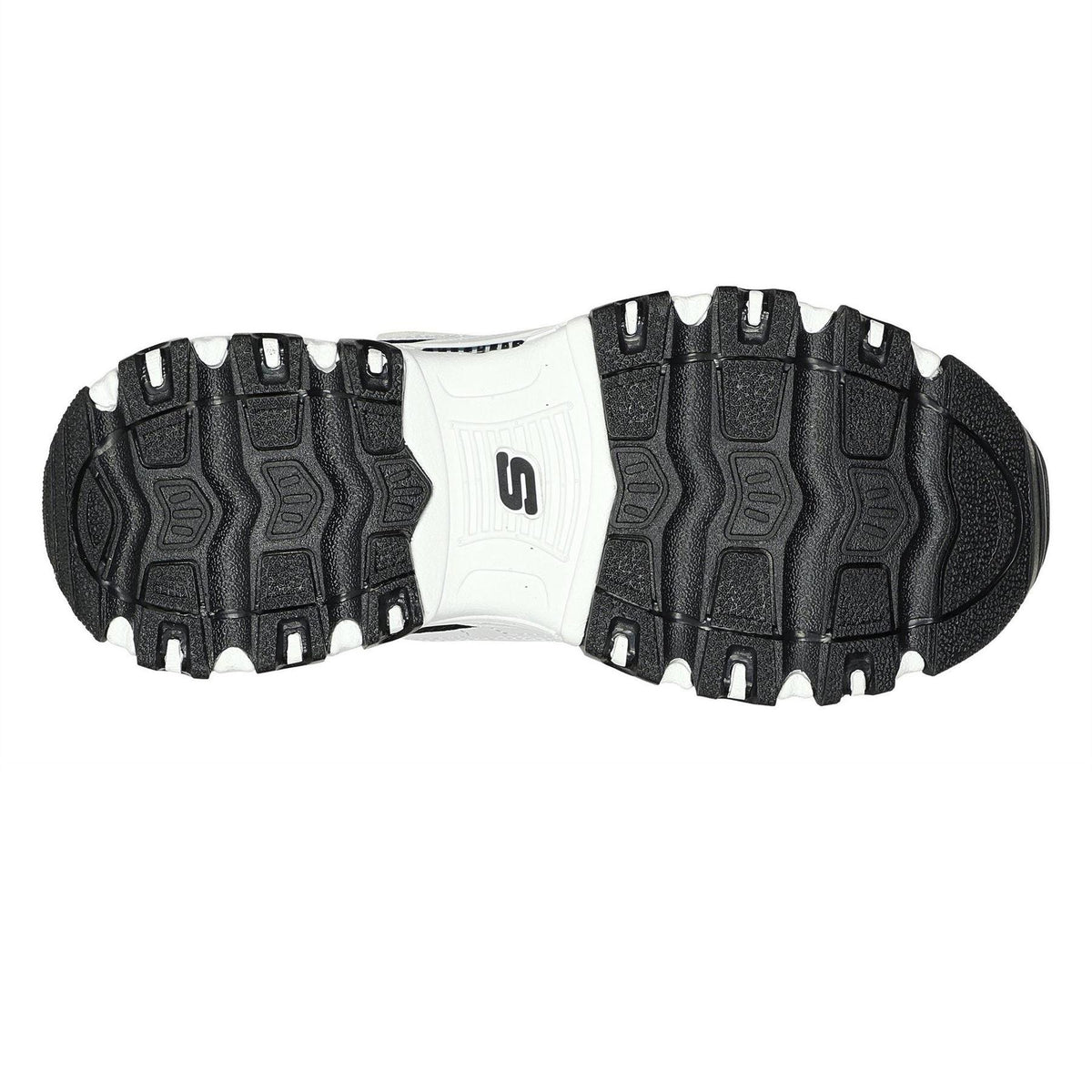 White-Black - Pack Shot - Skechers Childrens-Kids DLites Chunky Flat Trainers