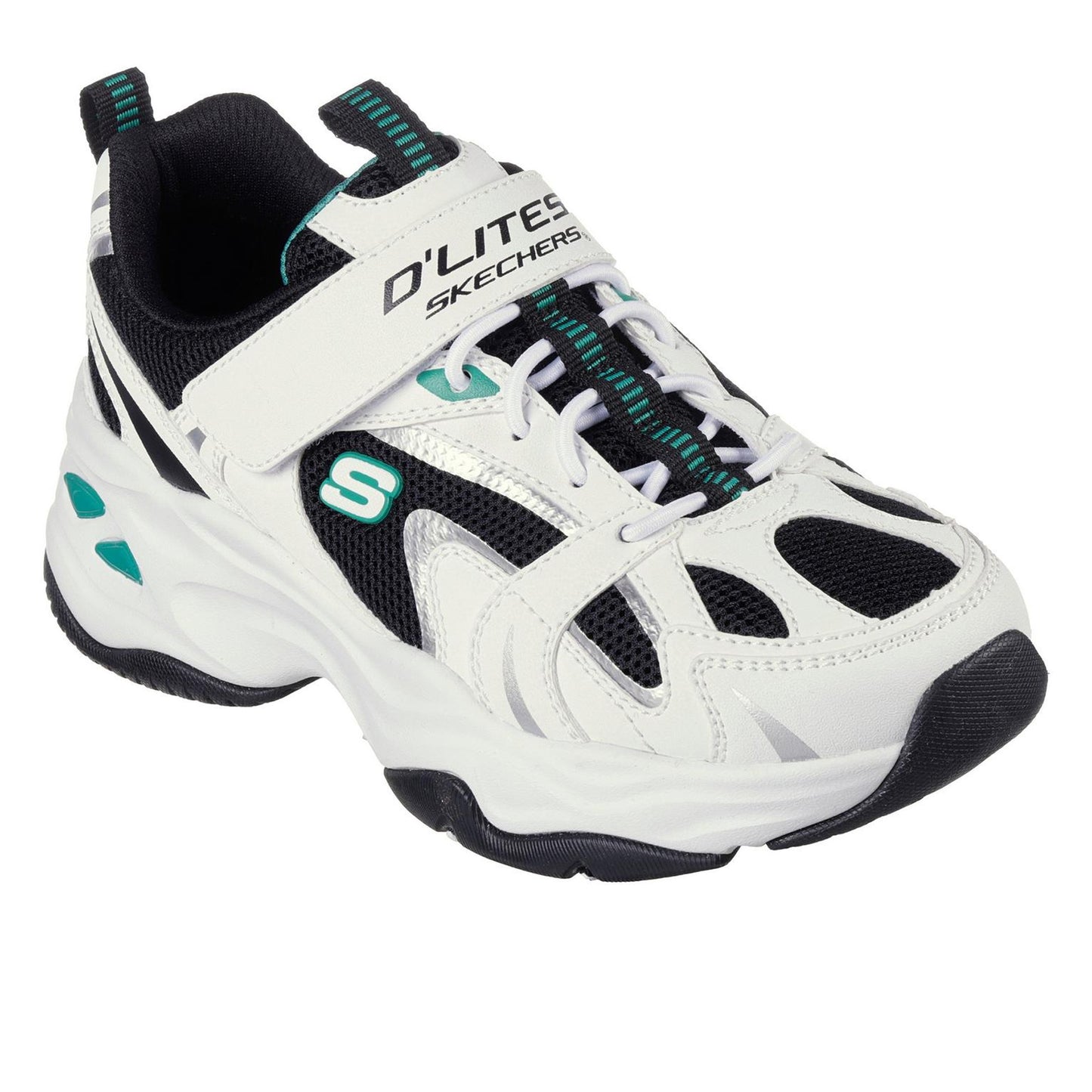 White-Black - Lifestyle - Skechers Childrens-Kids DLites 4.0 Chunky Sole Trainers