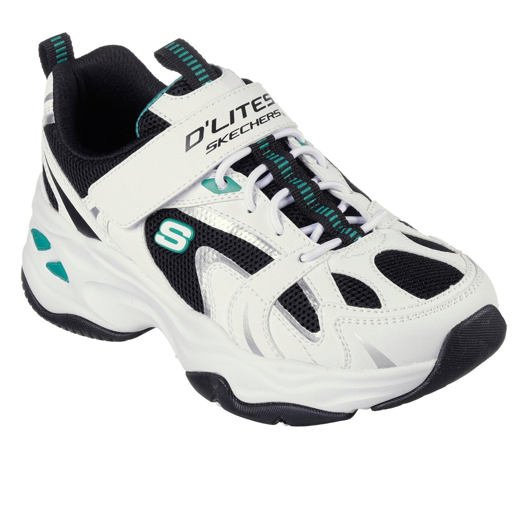 White-Black - Lifestyle - Skechers Childrens-Kids DLites 4.0 Chunky Sole Trainers