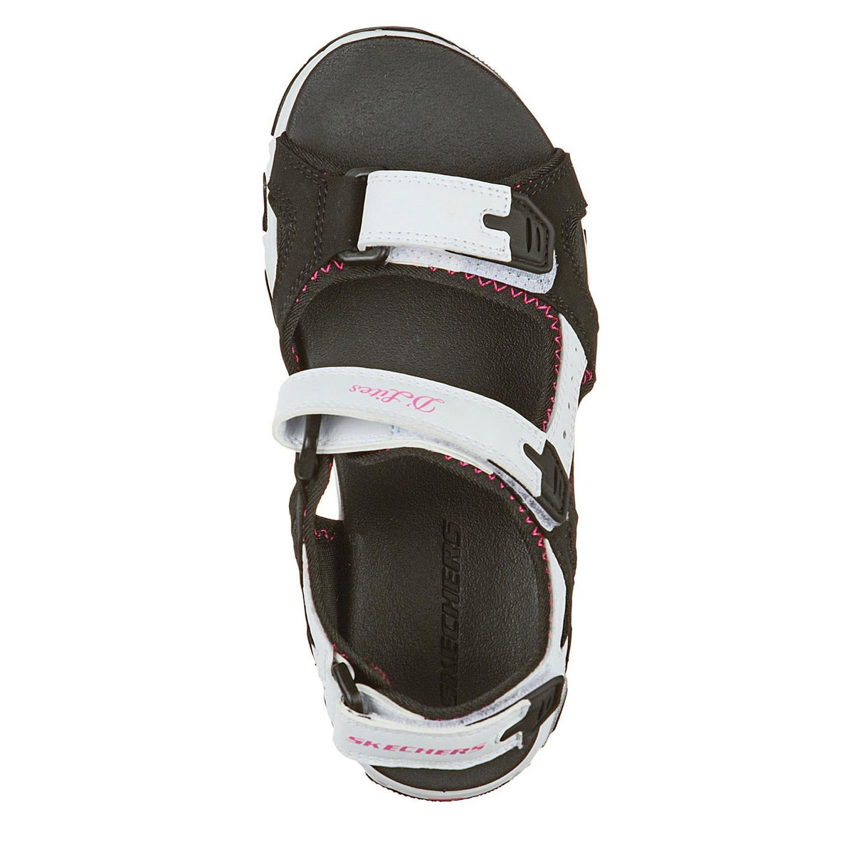 Black-White - Side - Skechers Childrens-Kids Sports Sandals