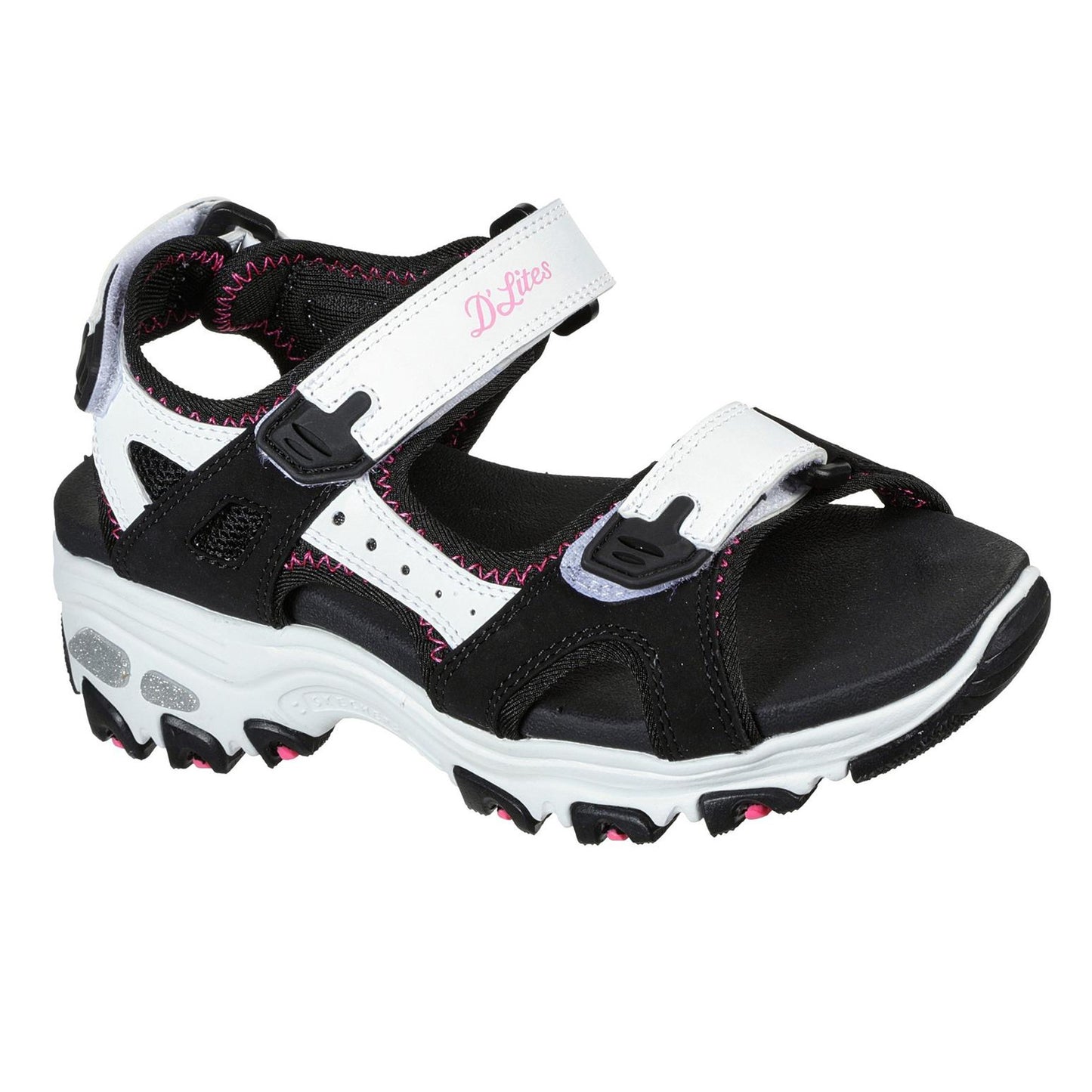 Black-White - Lifestyle - Skechers Childrens-Kids Sports Sandals