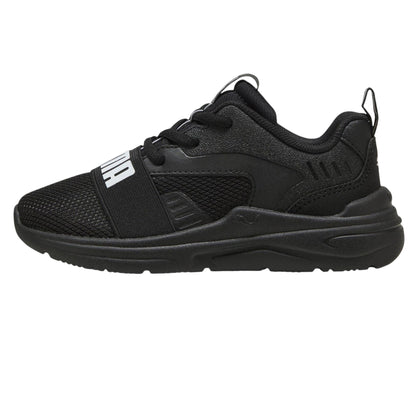 Triple Black - Side - Puma Childrens-Kids Wired Run Softride Trainers