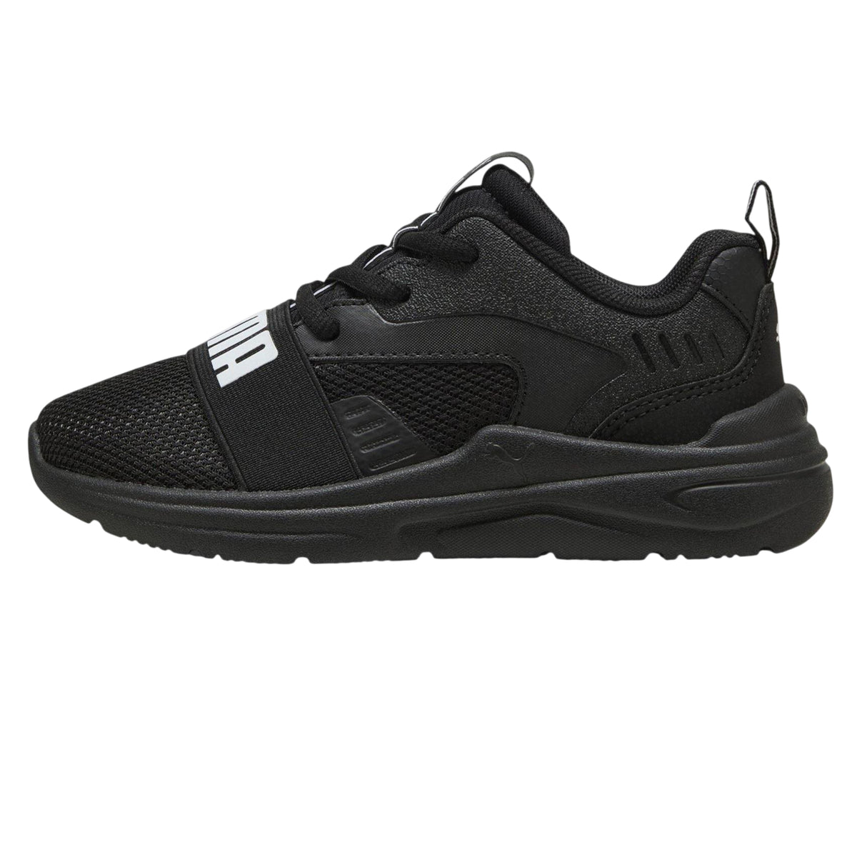 Triple Black - Side - Puma Childrens-Kids Wired Run Softride Trainers