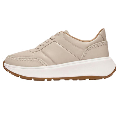 Beige - Back - FitFlop Womens-Ladies Crochet Leather Flatform Trainers
