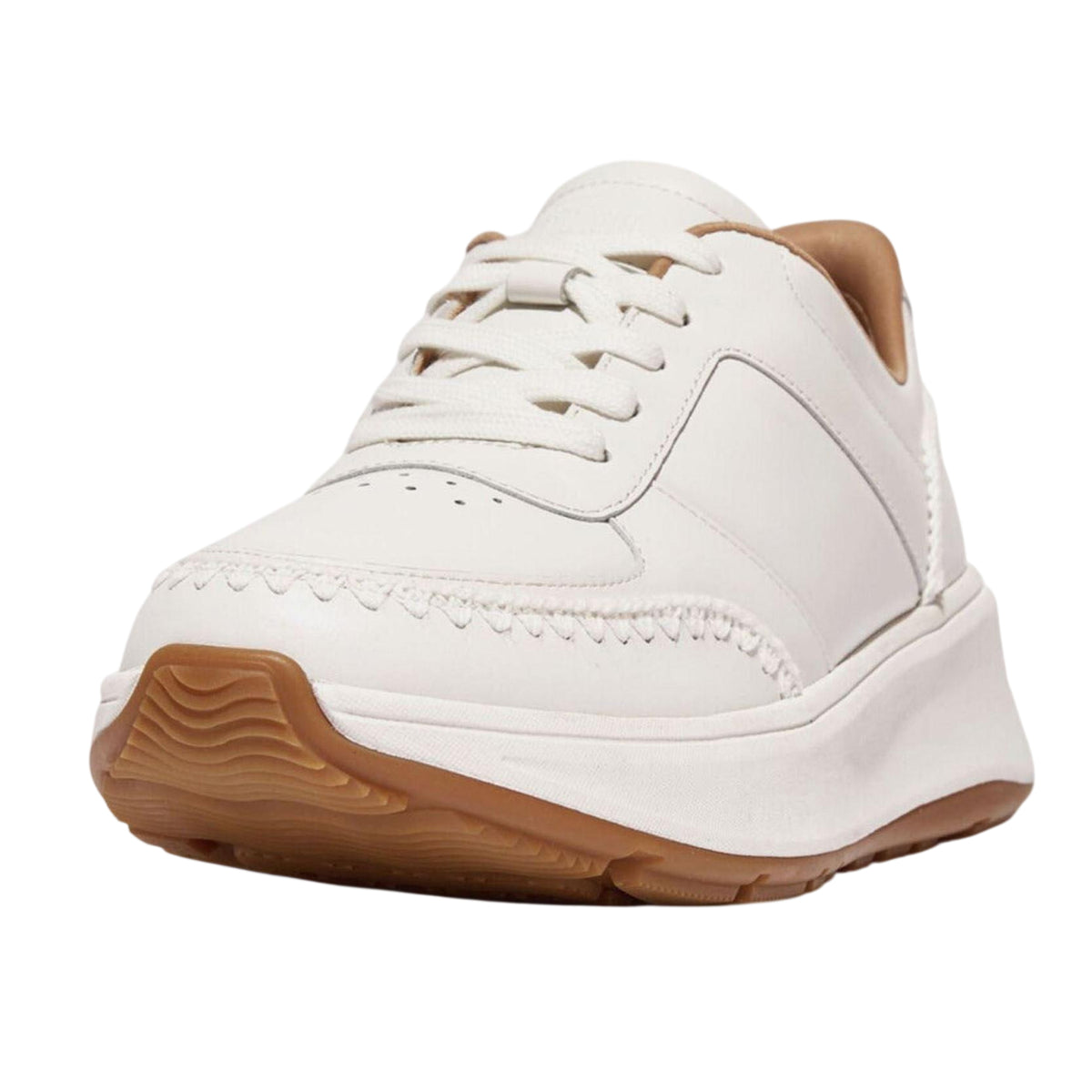 White - Front - FitFlop Womens-Ladies Crochet Leather Flatform Trainers