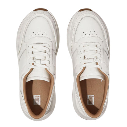 White - Side - FitFlop Womens-Ladies Crochet Leather Flatform Trainers