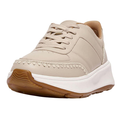 Beige - Front - FitFlop Womens-Ladies Crochet Leather Flatform Trainers