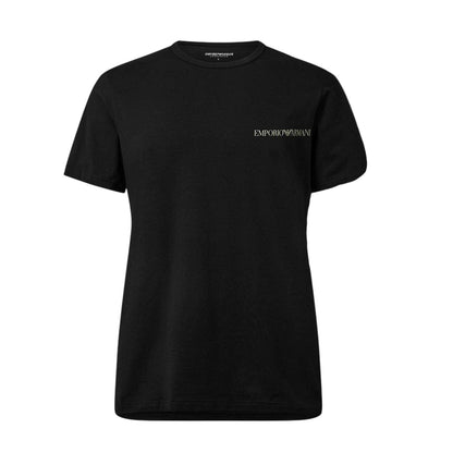 Black - Side - Emporio Armani EA7 Mens Logo Crew Neck T-Shirt (Pack of 2)