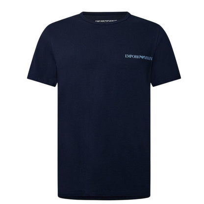 Black-Blue - Side - Emporio Armani EA7 Mens Logo Crew Neck T-Shirt (Pack of 2)