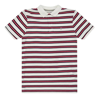 White - Front - Farah Childrens-Kids Striped Polo Shirt