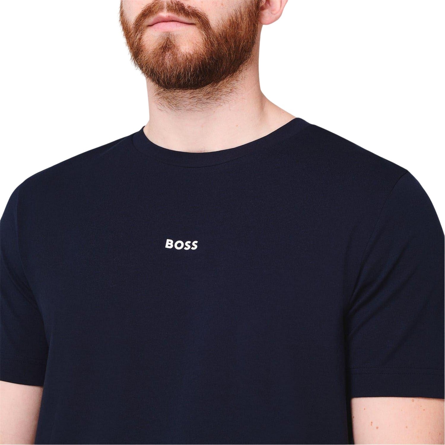Navy - Side - Boss Mens Tchup Logo Oversized T-Shirt