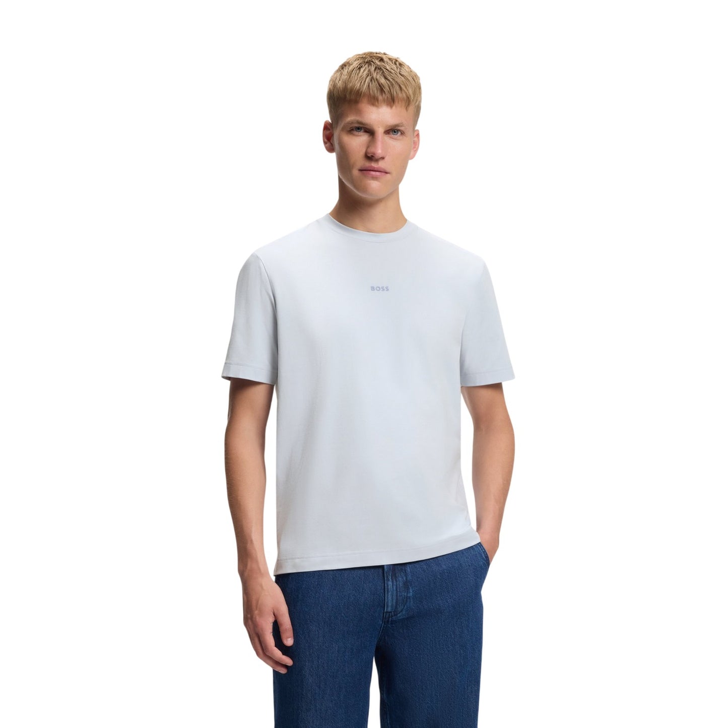 Light Grey - Side - Boss Mens Tchup Logo Oversized T-Shirt
