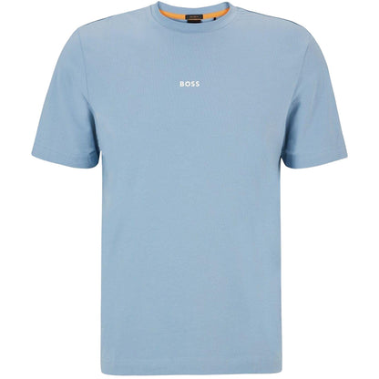 Light Blue - Front - Boss Mens Tchup Logo Oversized T-Shirt