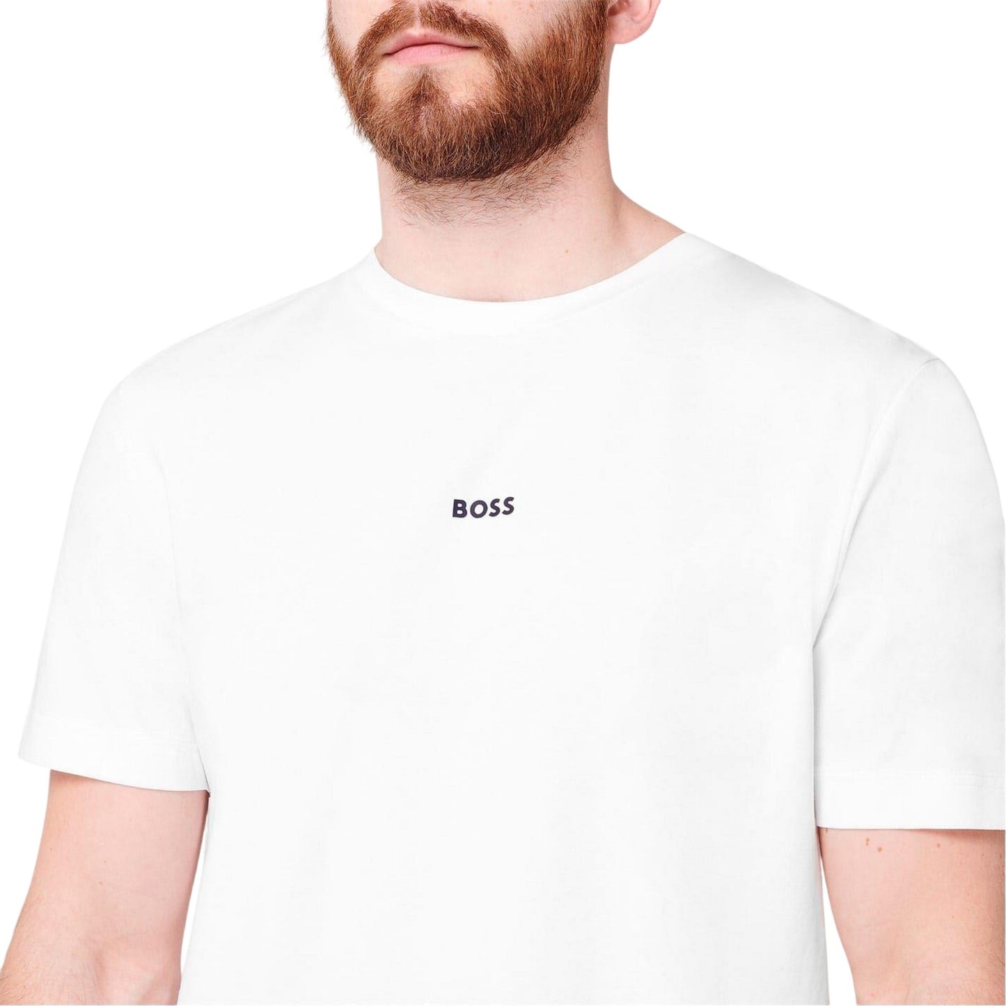 White - Side - Boss Mens Tchup Logo Oversized T-Shirt