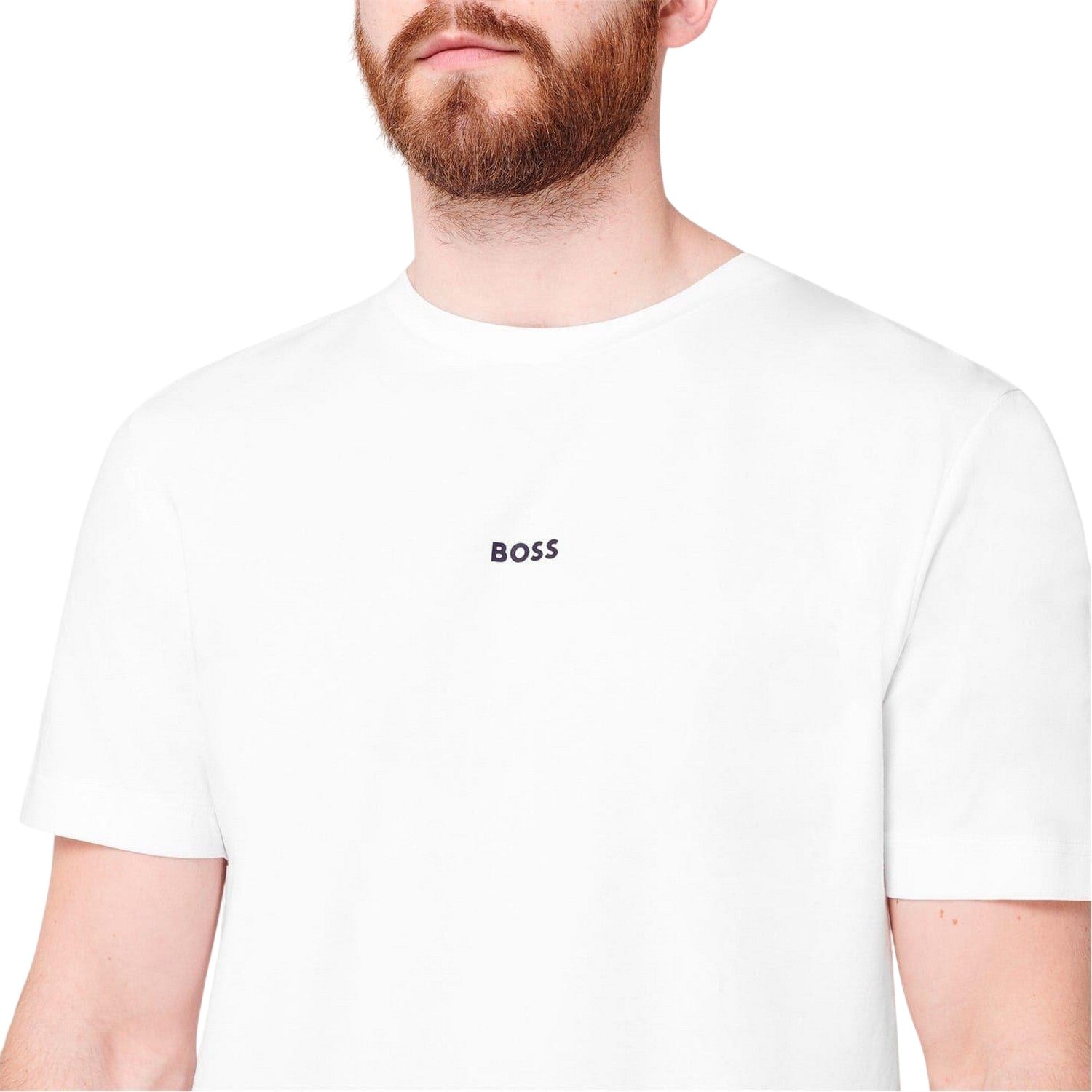 White - Side - Boss Mens Tchup Logo Oversized T-Shirt