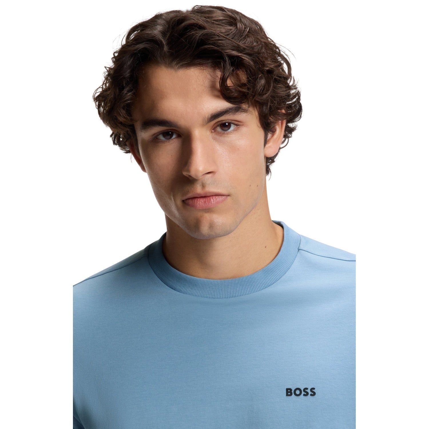 Light Blue - Side - Boss Mens Tchup Logo Oversized T-Shirt