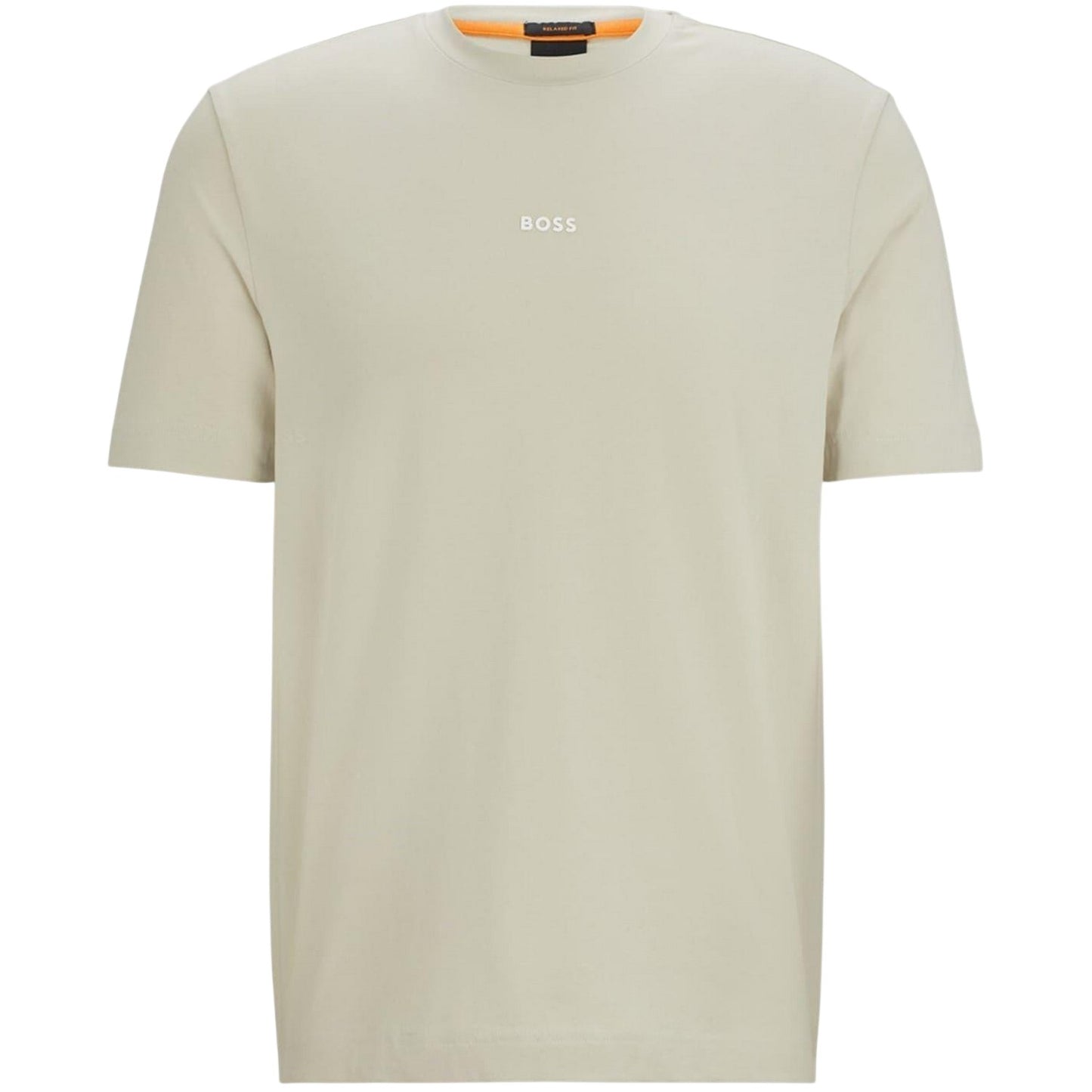 Light Beige - Front - Boss Mens Tchup Logo Oversized T-Shirt
