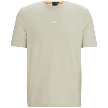 Light Beige - Front - Boss Mens Tchup Logo Oversized T-Shirt