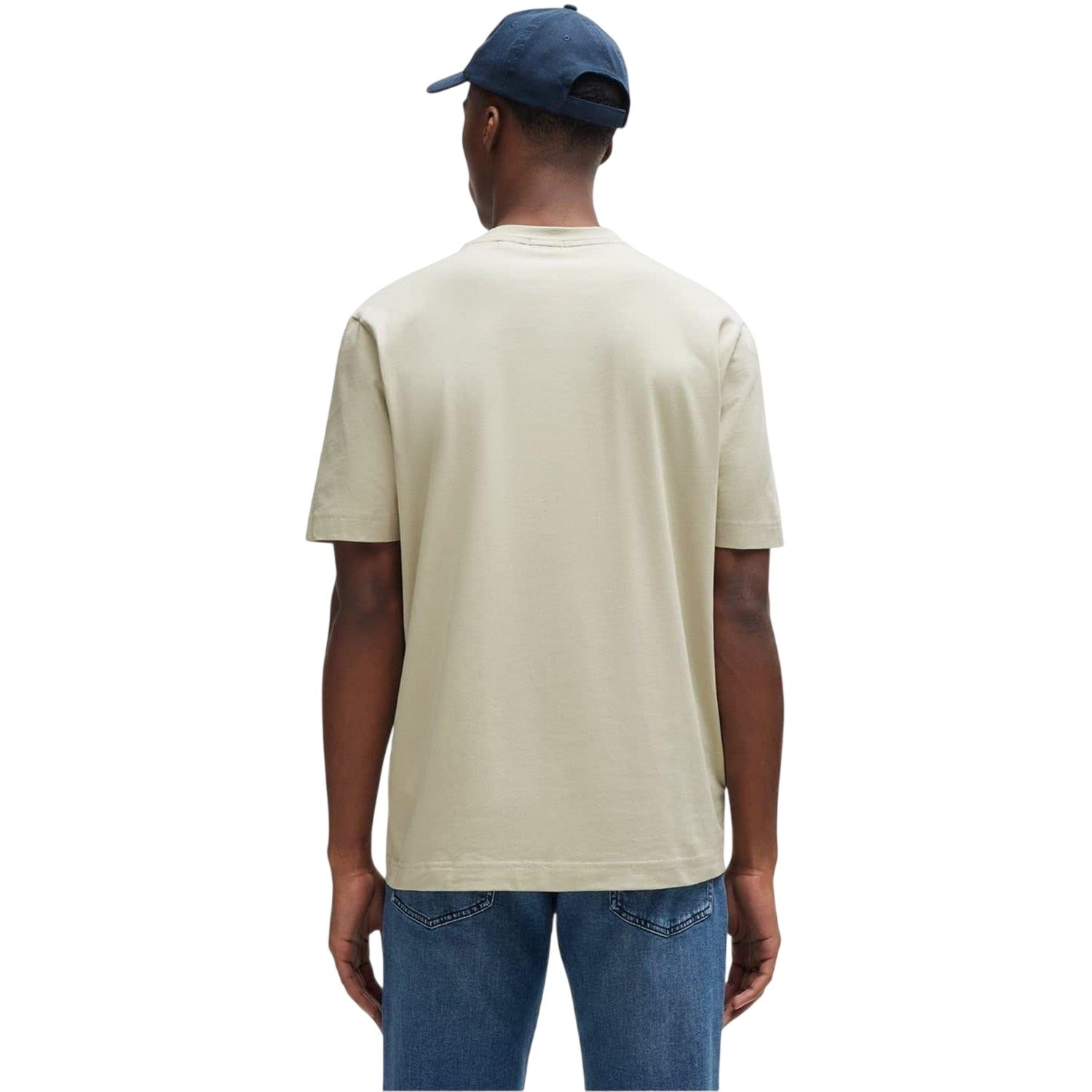 Light Beige - Back - Boss Mens Tchup Logo Oversized T-Shirt