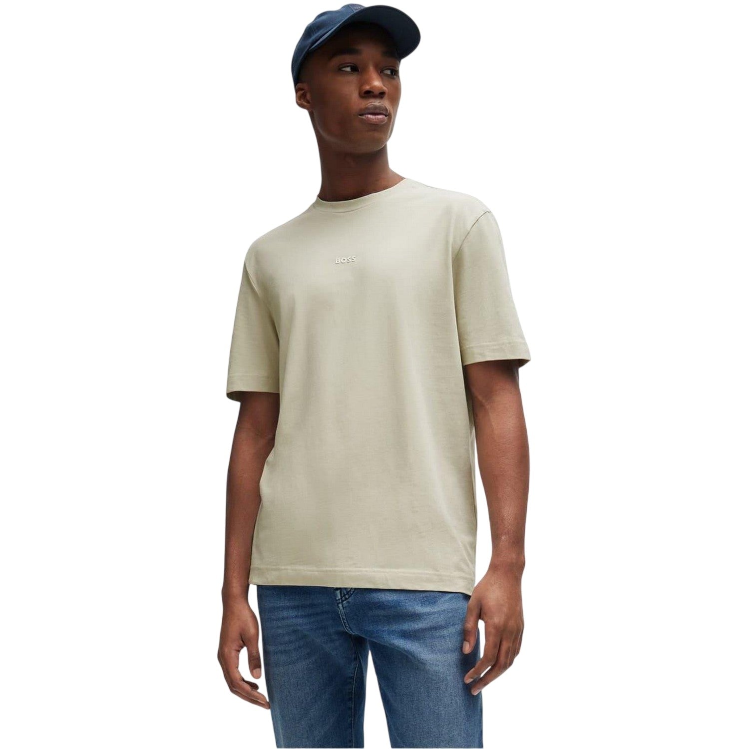 Light Beige - Lifestyle - Boss Mens Tchup Logo Oversized T-Shirt