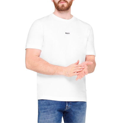White - Lifestyle - Boss Mens Tchup Logo Oversized T-Shirt