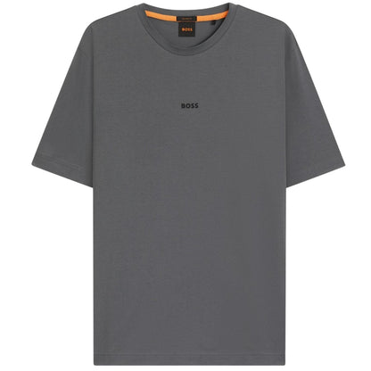 Grey - Front - Boss Mens Tchup Logo Oversized T-Shirt
