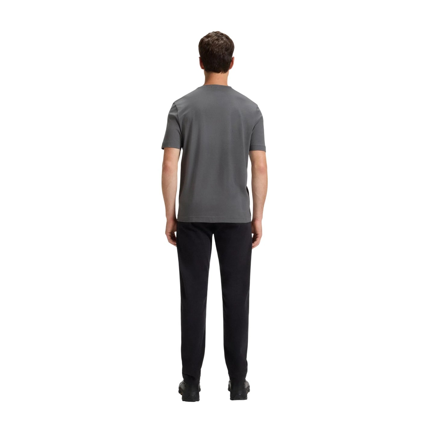 Grey - Back - Boss Mens Tchup Logo Oversized T-Shirt