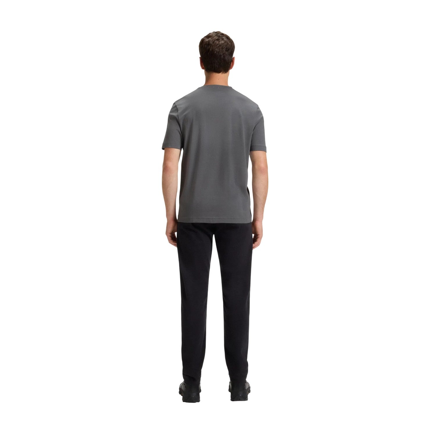 Grey - Back - Boss Mens Tchup Logo Oversized T-Shirt