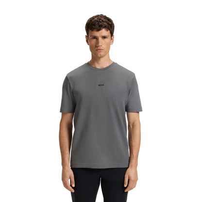 Grey - Side - Boss Mens Tchup Logo Oversized T-Shirt